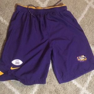 LSU football workout shorts